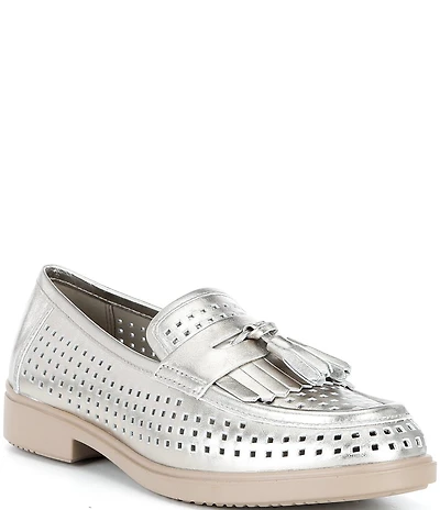ECCO Women's Classic Perforated Leather Tassel Penny Loafers