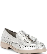 ECCO Women's Classic Perforated Leather Tassel Penny Loafers