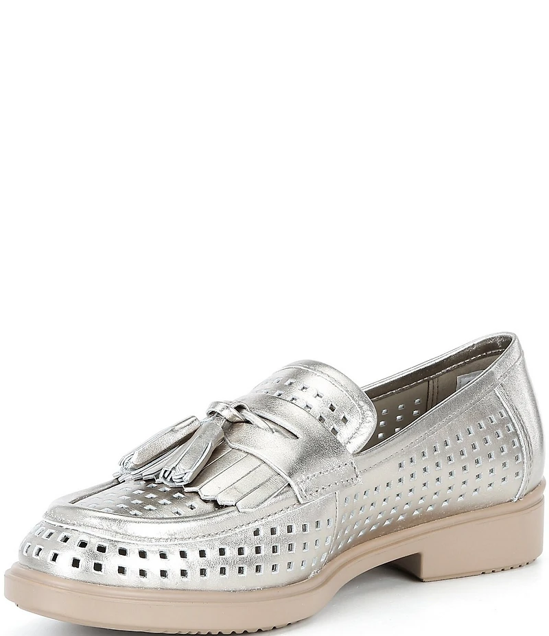 ECCO Women's Classic Perforated Leather Tassel Penny Loafers