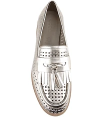 ECCO Women's Classic Perforated Leather Tassel Penny Loafers