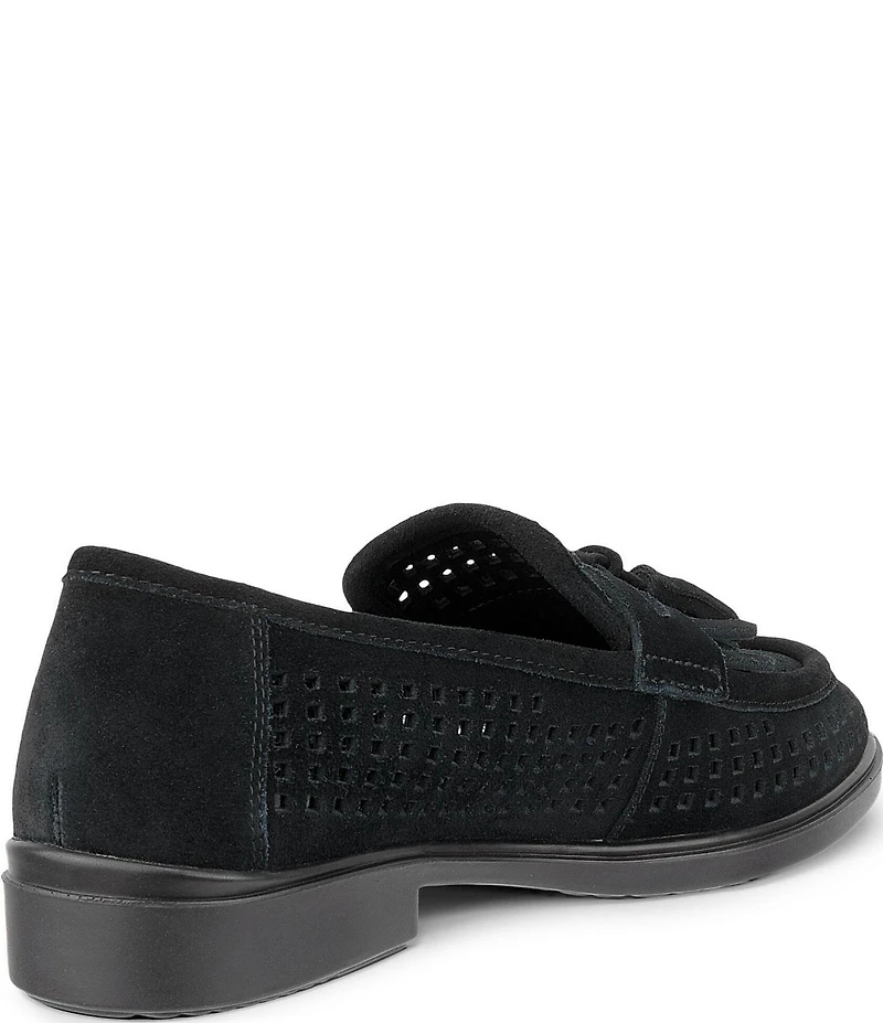 ECCO Women's Classic Perforated Suede Tassel Penny Loafers