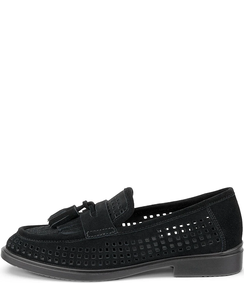 ECCO Women's Classic Perforated Suede Tassel Penny Loafers