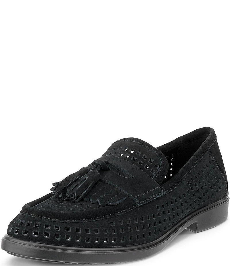 ECCO Women's Classic Perforated Suede Tassel Penny Loafers