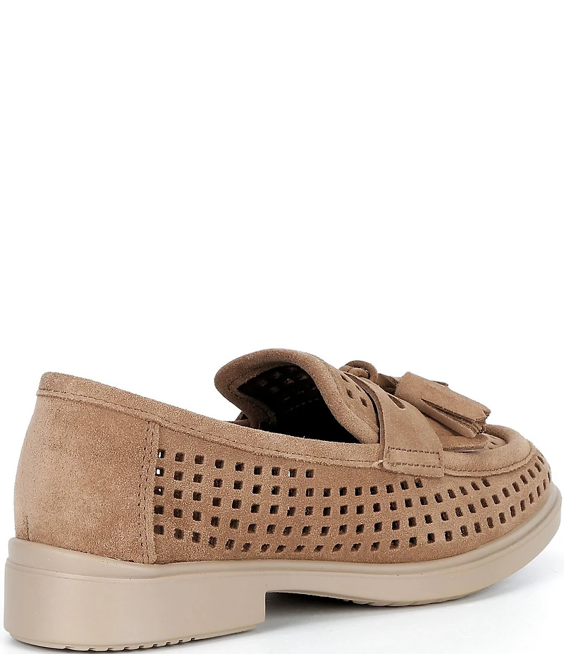 ECCO Women's Classic Perforated Suede Tassel Penny Loafers