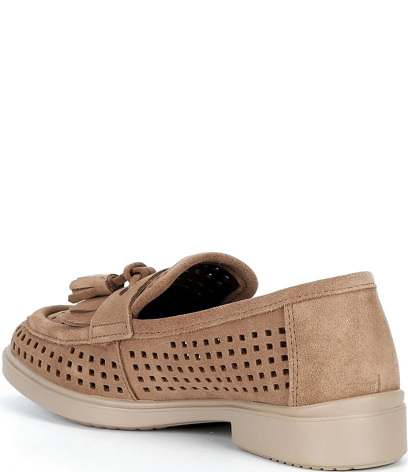 ECCO Women's Classic Perforated Suede Tassel Penny Loafers