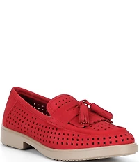 ECCO Women's Classic Perforated Suede Tassel Penny Loafers