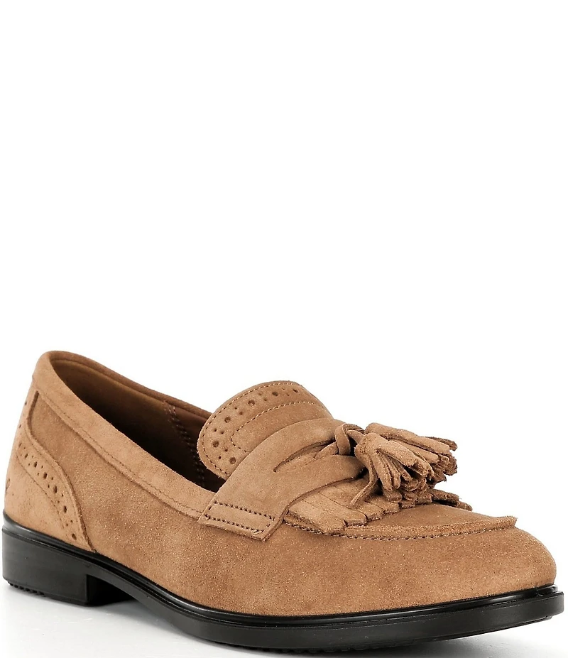 ECCO Women's Classic Tassel Suede Brogue Detail Penny Loafers