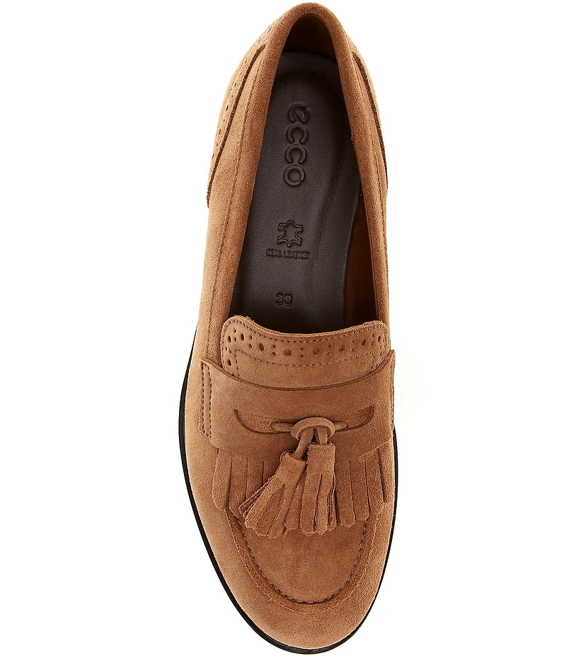 ECCO Women's Classic Tassel Suede Brogue Detail Penny Loafers