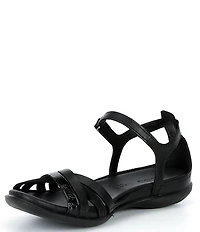 ECCO Women's Flash Leather and Patent Ankle Wrap Sandals