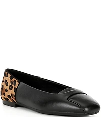ECCO Women's Margot Origami Leopard Leather Ballerina Flats