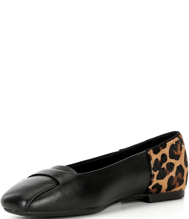 ECCO Women's Margot Origami Leopard Leather Ballerina Flats