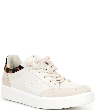 ECCO Women's Soft 60 Leopard Perforated Leather Lace Up Sneakers
