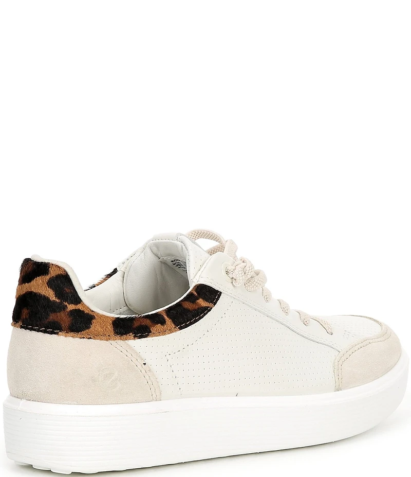 ECCO Women's Soft 60 Leopard Perforated Leather Lace Up Sneakers