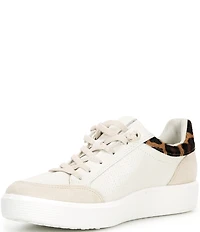 ECCO Women's Soft 60 Leopard Perforated Leather Lace Up Sneakers