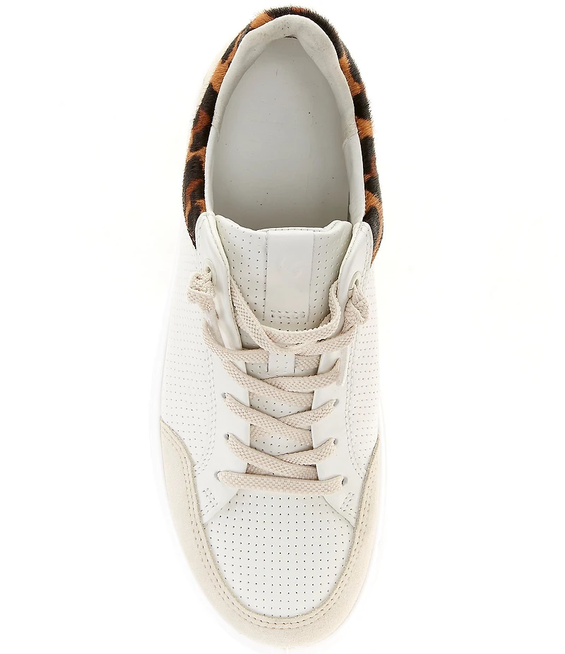 ECCO Women's Soft 60 Leopard Perforated Leather Lace Up Sneakers