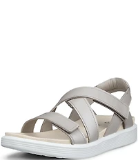ECCO Women's Soft Cross Strap Leather Slingback Sandals