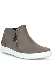 ECCO Women's Soft 7 Nubuck Low Zip Sneaker Booties