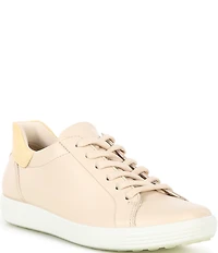 ECCO Women's Soft VII Leather Elastic Lace Slip On Sneakers