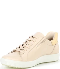 ECCO Women's Soft VII Leather Elastic Lace Slip On Sneakers