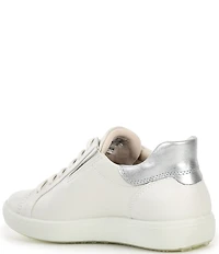 ECCO Women's Soft VII Leather Elastic Lace Slip On Sneakers