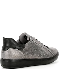 ECCO Women's Soft VII Leather Elastic Lace Slip On Sneakers