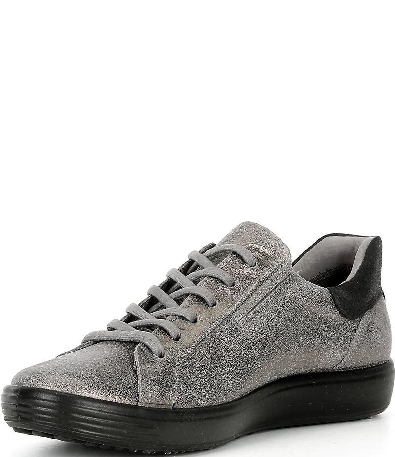 ECCO Women's Soft VII Leather Elastic Lace Slip On Sneakers