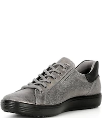 ECCO Women's Soft VII Leather Elastic Lace Slip On Sneakers