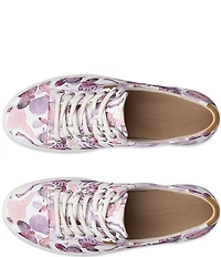 ECCO Women's Soft VII Leather Floral Print Lace Up Sneakers