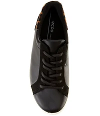 ECCO Women's Soft VII Leopard Leather Elastic Lace Slip On Sneakers