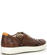 ECCO Women's Soft VII Snake Print Leather Lace Up Sneakers
