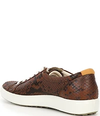ECCO Women's Soft VII Snake Print Leather Lace Up Sneakers