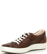 ECCO Women's Soft VII Snake Print Leather Lace Up Sneakers