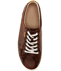 ECCO Women's Soft VII Snake Print Leather Lace Up Sneakers