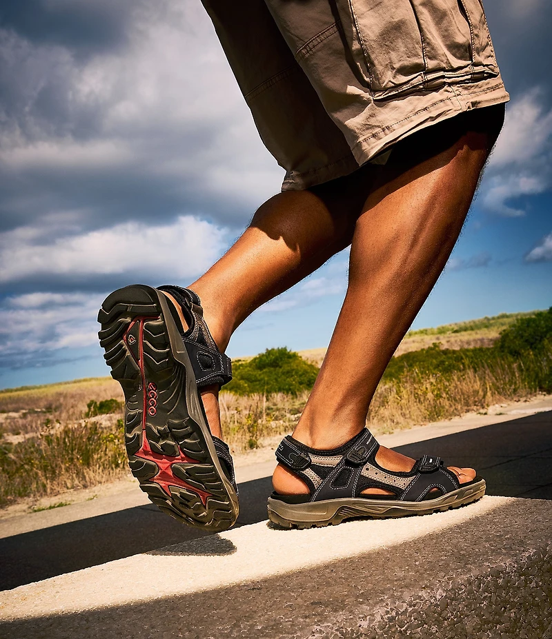 ECCO Men's Yucatan Oiled Nubuck Textile Backstrap Sandals