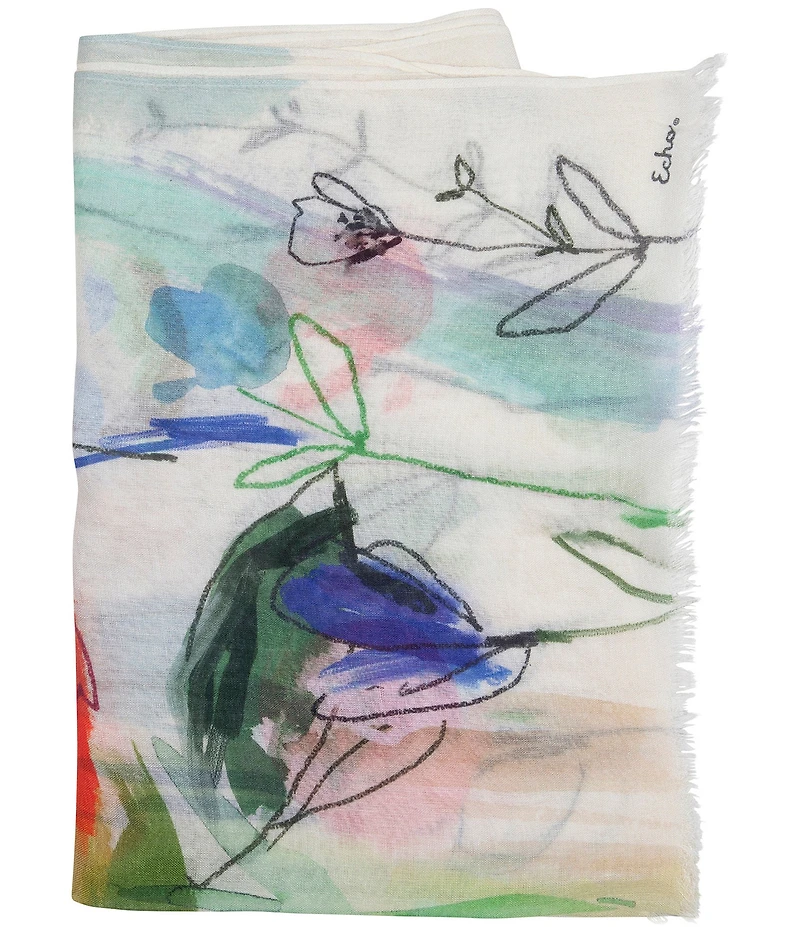 Echo Abstract Floral Scarf Wrap