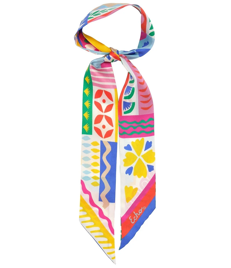 Echo Coastal Collage Silk Ribbon Neckerchief Scarf