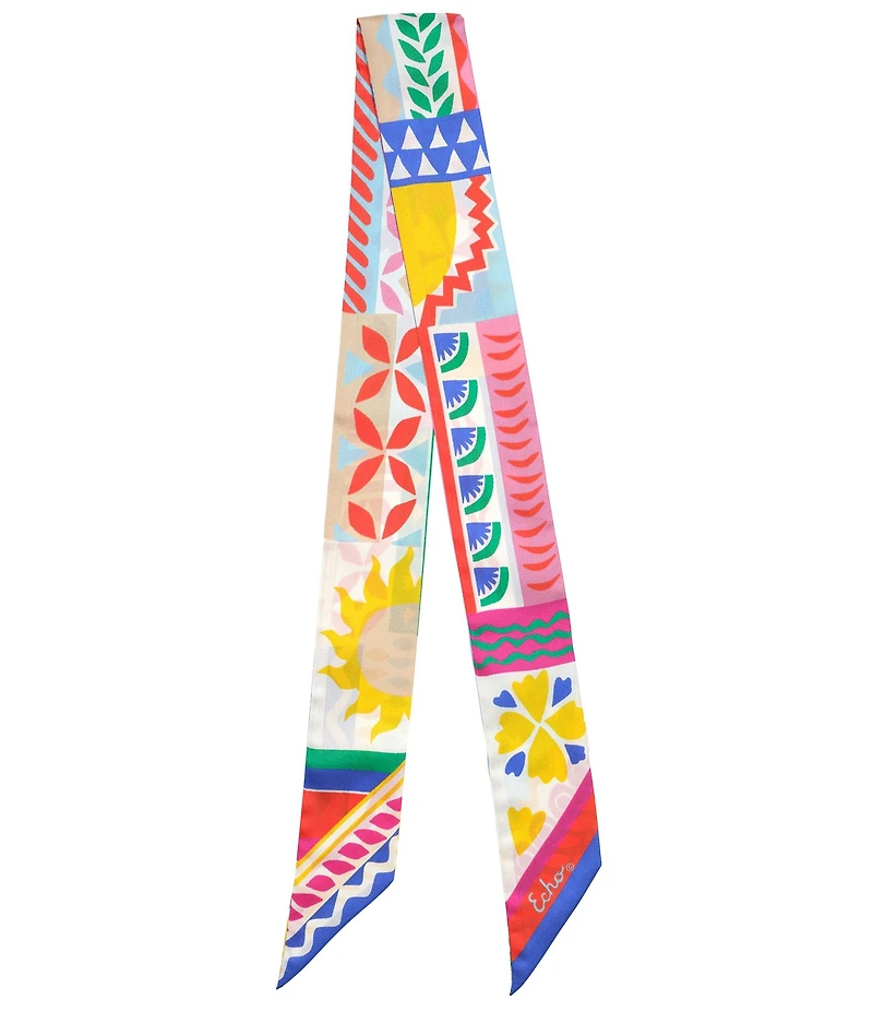 Echo Coastal Collage Silk Ribbon Neckerchief Scarf