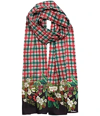Echo Holly Garland Plaid Scarf Wrap