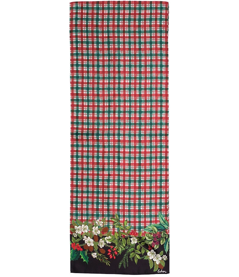 Echo Holly Garland Plaid Scarf Wrap