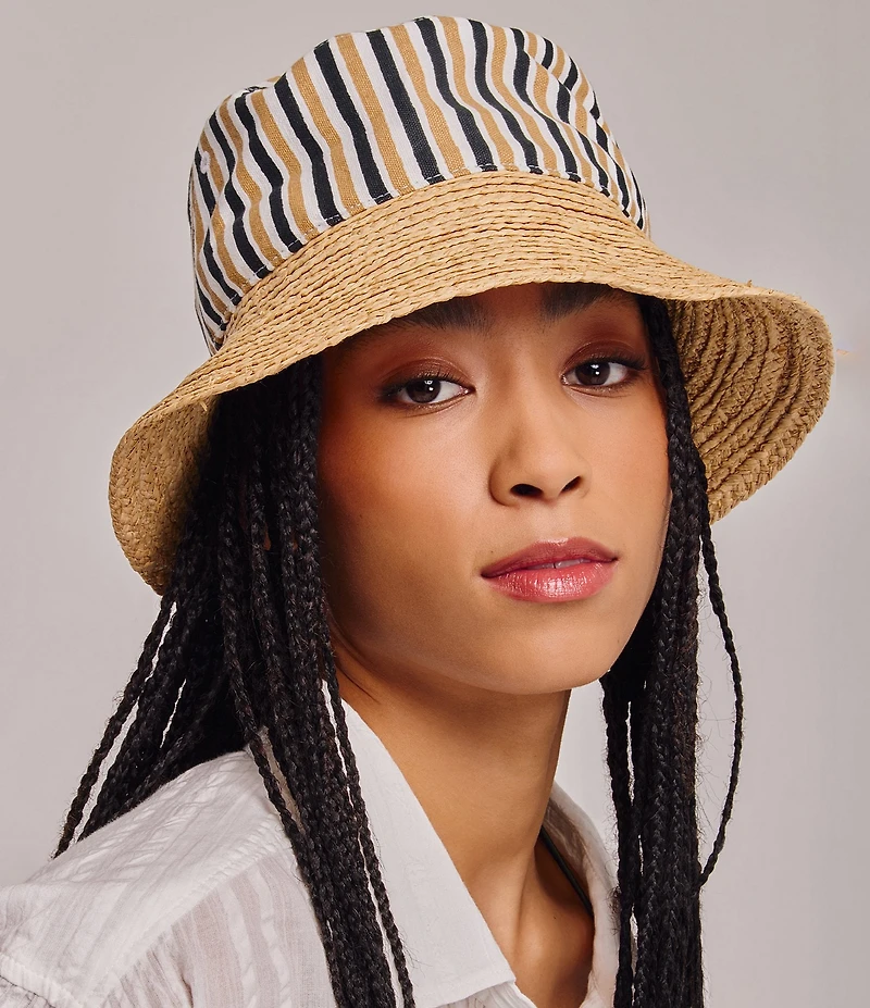 Echo Montauk Stripe Raffia Bucket Hat