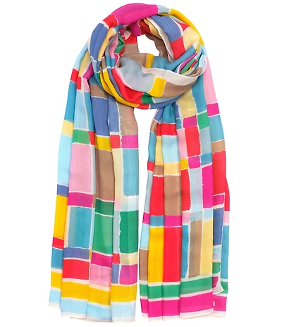 Echo Painted Plaid Oblong Scarf