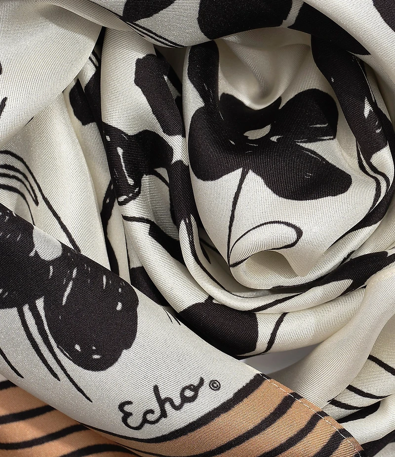 Echo Scribble Floral Silk Scarf