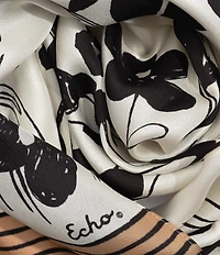 Echo Scribble Floral Silk Scarf