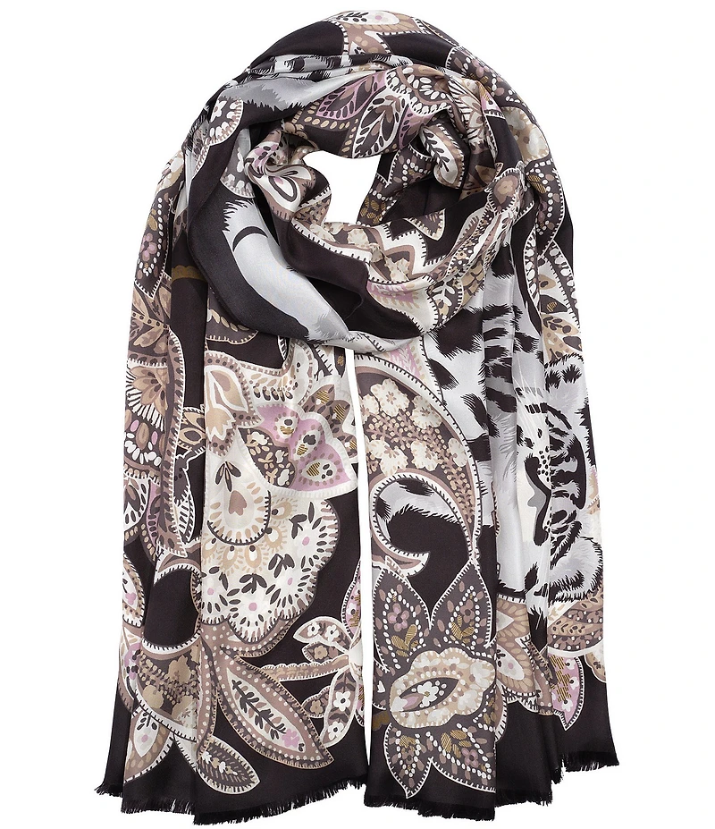 Echo Snow Leopard Silk Scarf Wrap