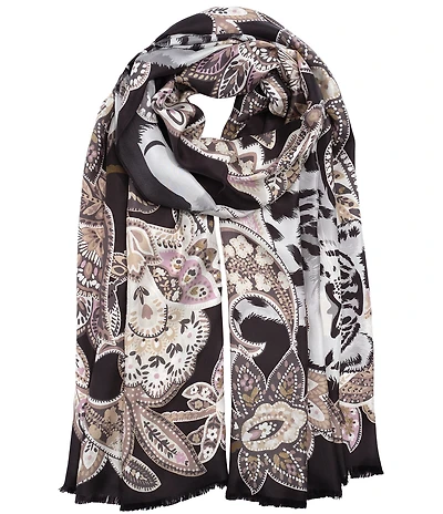 Echo Snow Leopard Silk Scarf Wrap