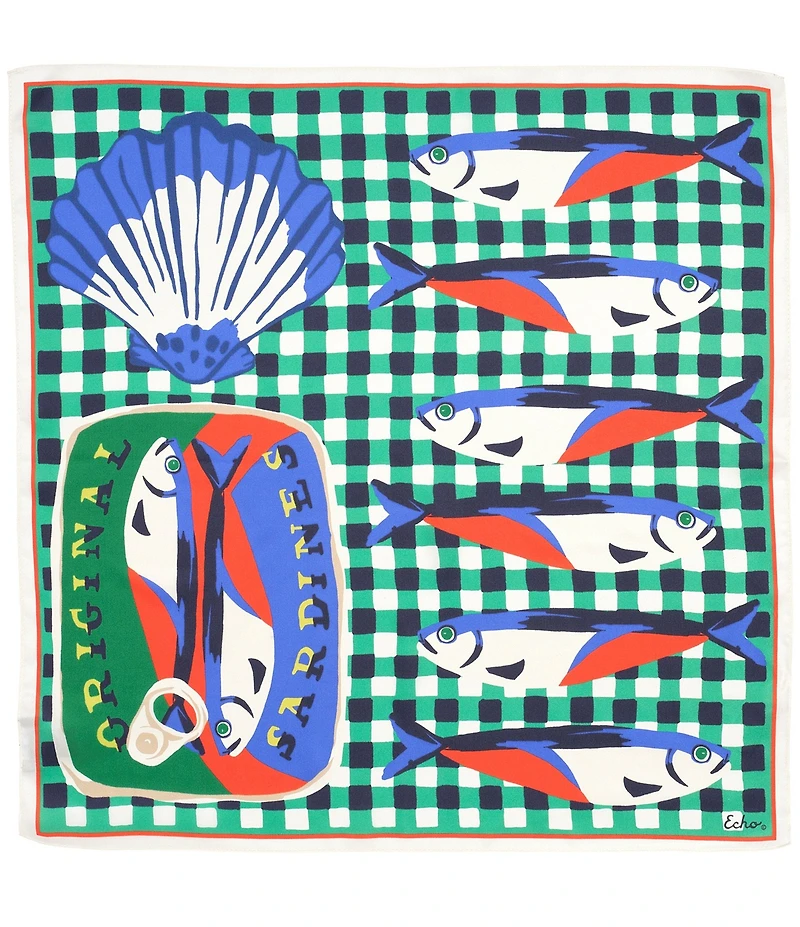 Echo Tinned Fish Silk Bandana Scarf