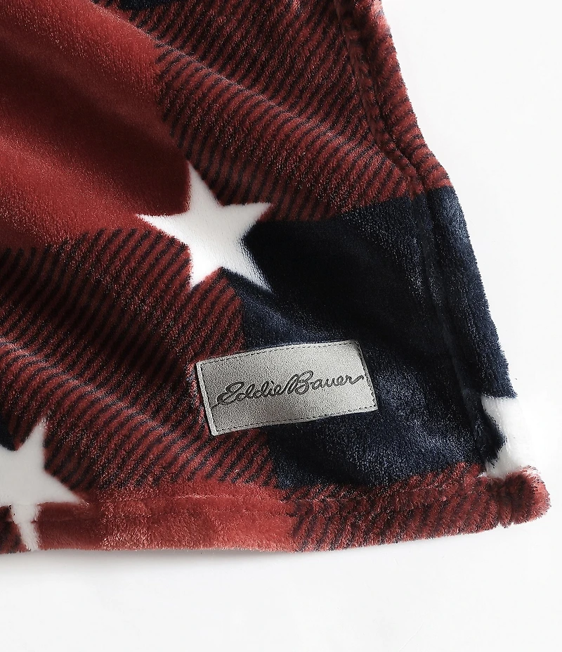 Eddie Bauer Americana Plaid Red Ultra Soft Plush Fleece Throw Blanket