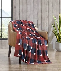 Eddie Bauer Americana Plaid Red Ultra Soft Plush Fleece Throw Blanket