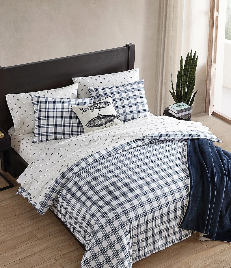 Eddie Bauer Basic Plaid Cotton Percale Duvet Cover Mini Set
