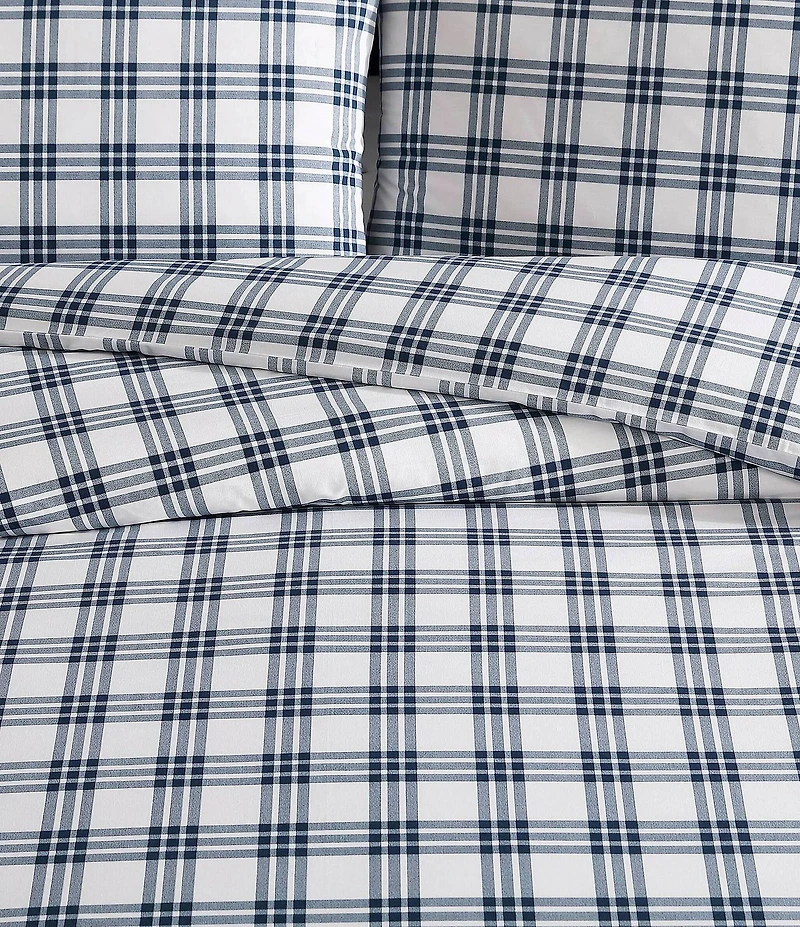 Eddie Bauer Basic Plaid Cotton Percale Duvet Cover Mini Set